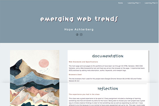 Image of Hope Achterberg's web trends website