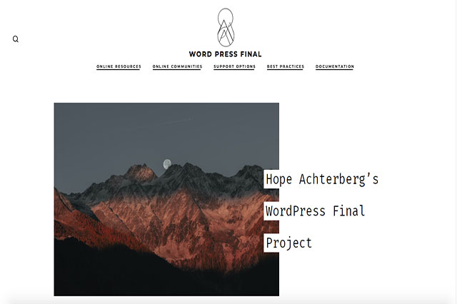 Image of Hope Achterberg's WordPress website proejct